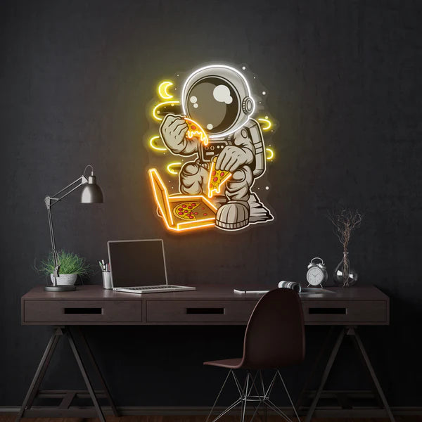 Astronaut Pizza Cartoon Artwork Led Neon Sign Light