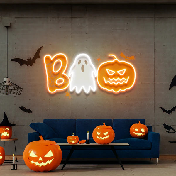 Halloween Boo Ghost Artwork Led Neon Sign Light