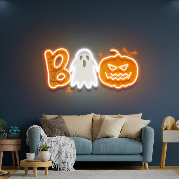 Halloween Boo Ghost Artwork Led Neon Sign Light