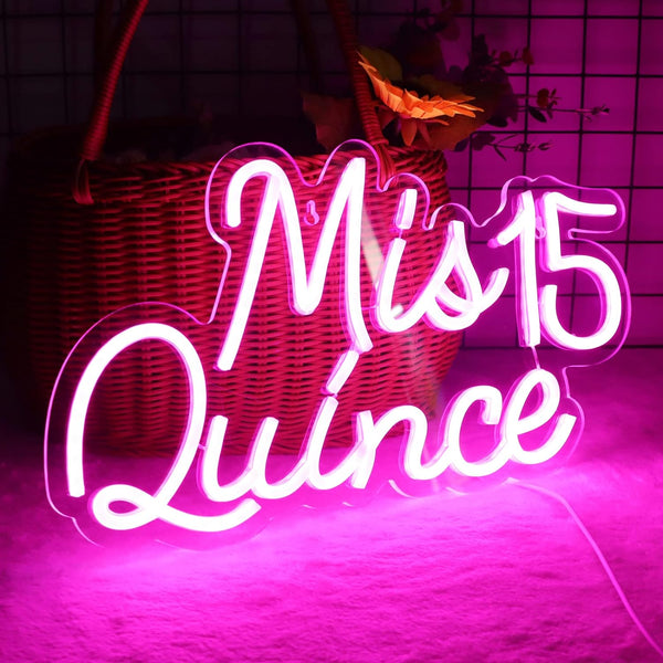 Mis 15 Quinceanera Neon Signs Suitable for Quinceanera Christmas Birthday Party Gift