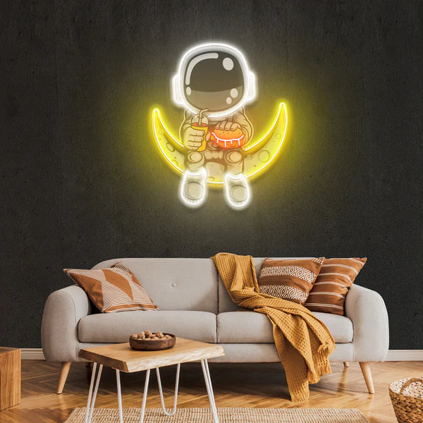 Astronaut Hamburger Neon Artwork Led Neon Sign Light