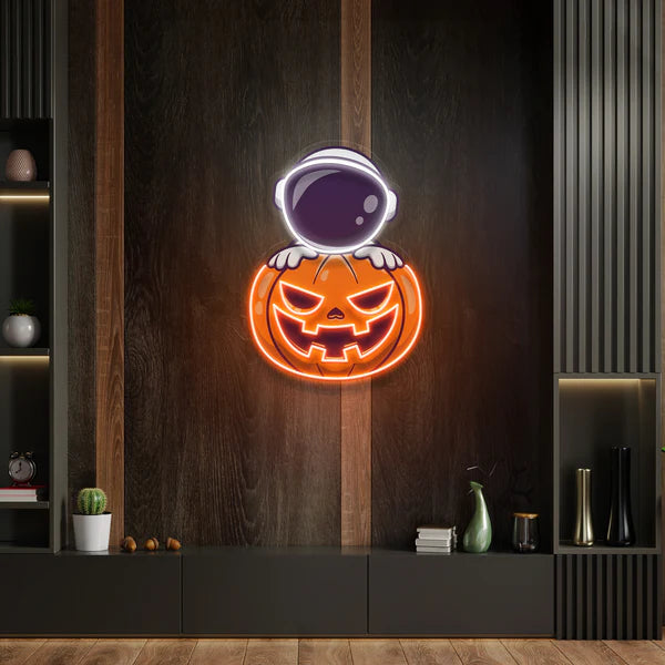 Astronaut Pumpkin Artwork Led Neon Sign Light