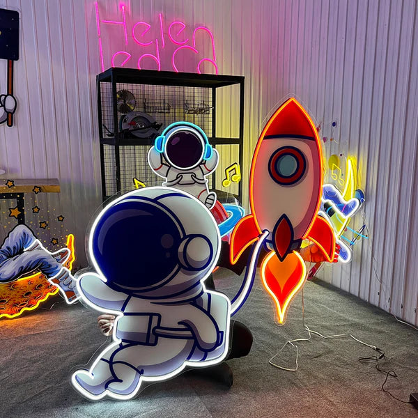 Rocket Astronaut Art work Led Neon Sign Light