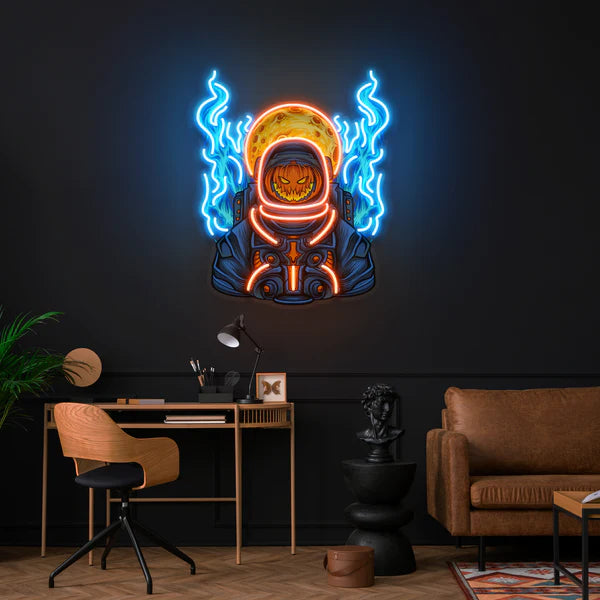 Astronaut Pumpkin For Halloween Artwork Led Neon Sign Light