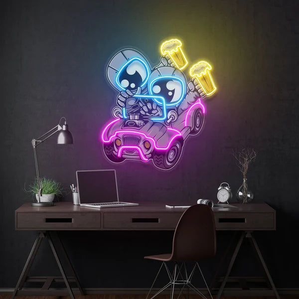 Astronaut Off Road Cartoon Artwork Led Neon Sign Light