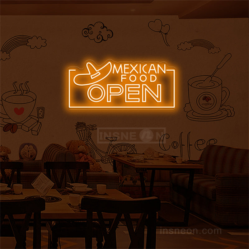 Mexican Food Open Neon Sign