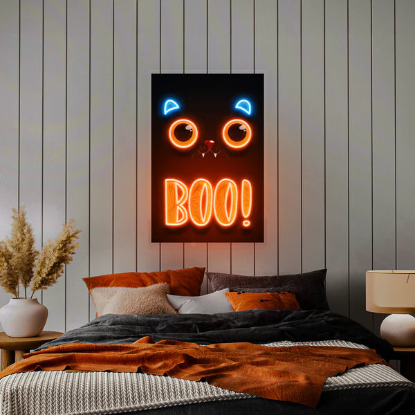 Pumpkin Halloween Cat Artwork Led Neon Sign Light