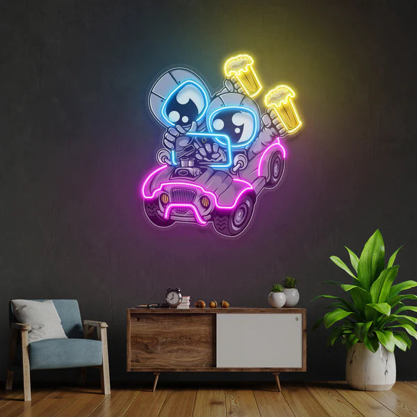 Astronaut Off Road Cartoon Artwork Led Neon Sign Light