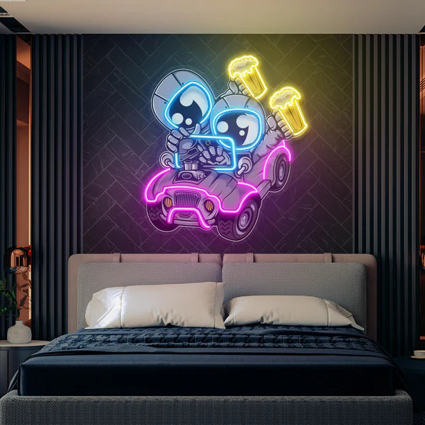 Astronaut Off Road Cartoon Artwork Led Neon Sign Light