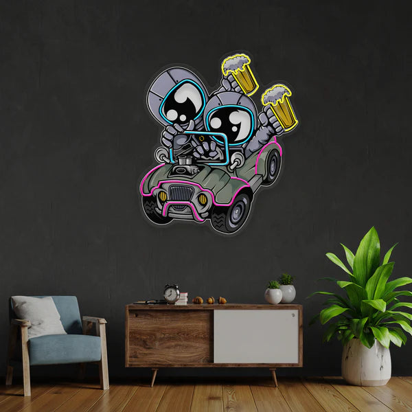 Astronaut Off Road Cartoon Artwork Led Neon Sign Light