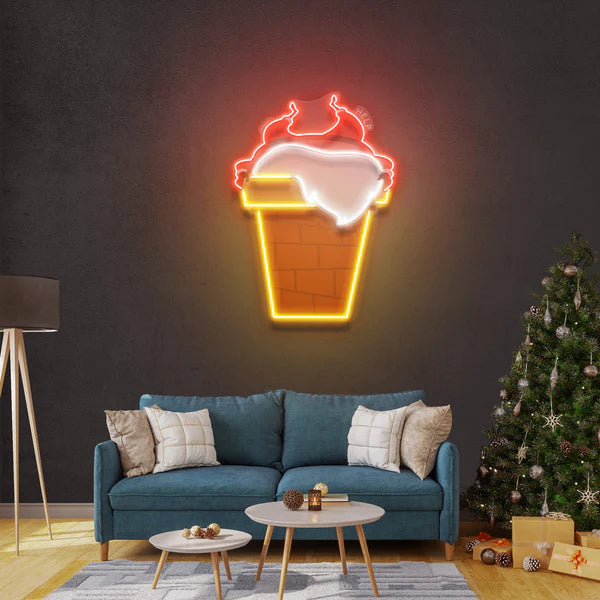 Santa Stuck In Chimney Art Work Led Neon Sign Light