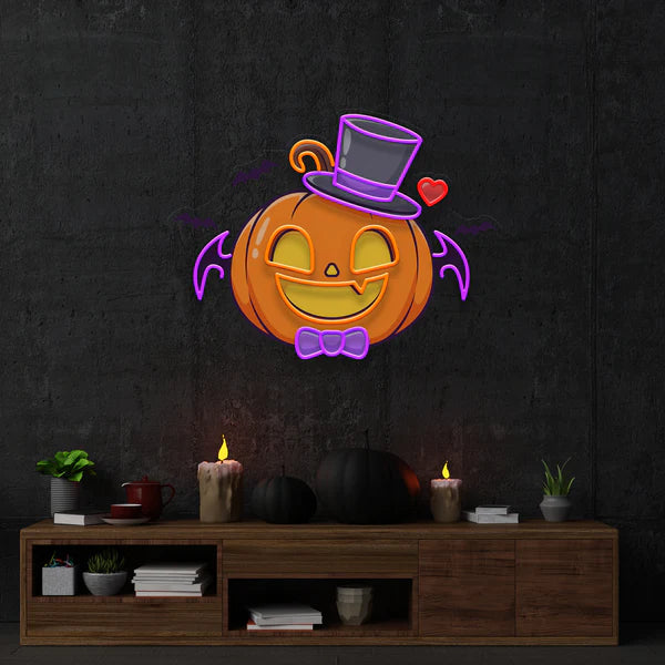 Halloween Monster Pumpkin Artwork Led Neon Sign Light