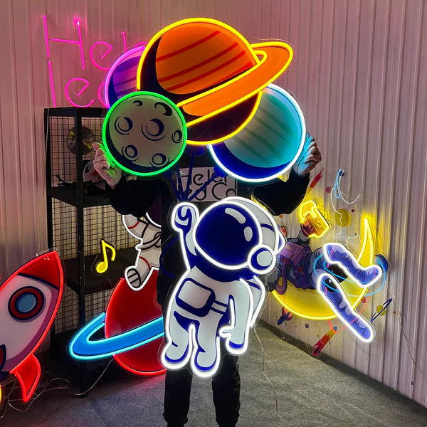 Ballons Astronaut 2 Art work Led Neon Sign Light