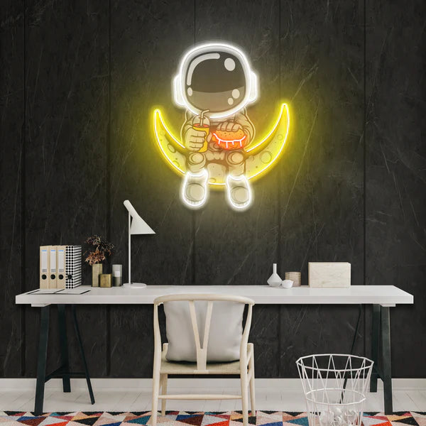 Astronaut Hamburger Neon Artwork Led Neon Sign Light