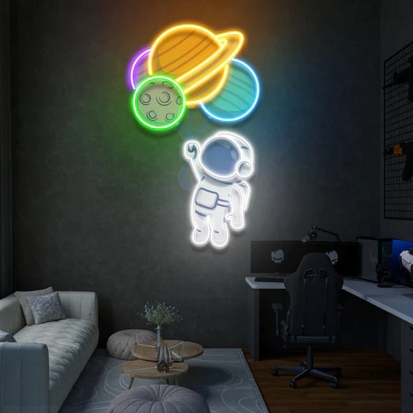 Ballons Astronaut 2 Art work Led Neon Sign Light