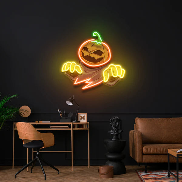 Mummy Pumpkin Halloween Artwork Led Neon Sign Light