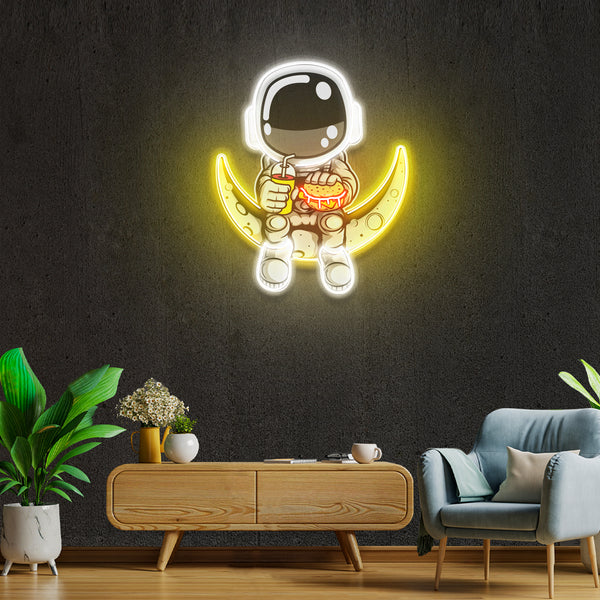 Astronaut Hamburger Neon Artwork Led Neon Sign Light