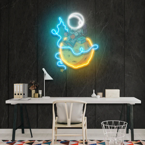 Astronaut Fishing Artwork Led Neon Sign Light