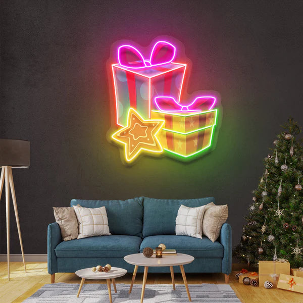 Colorful Christmas Gifts Art work Led Neon Sign Light