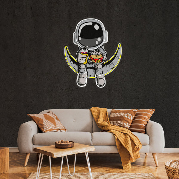 Astronaut Hamburger Neon Artwork Led Neon Sign Light