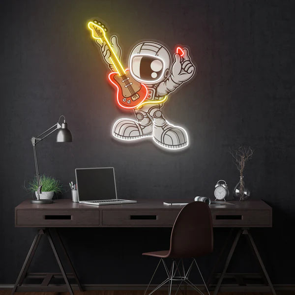 Astronaut Playing Guitar Artwork Led Neon Sign Light