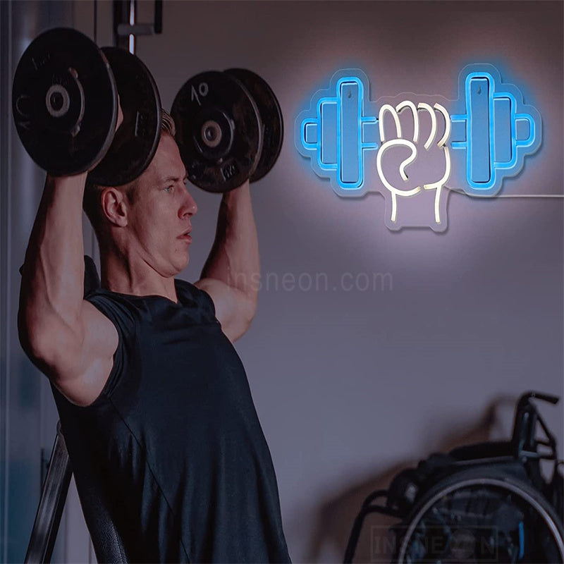 Dumbbel Gym Neon Light