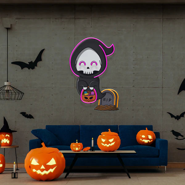 Halloween Ghost Pumpkin Artwork Led Neon Sign Light