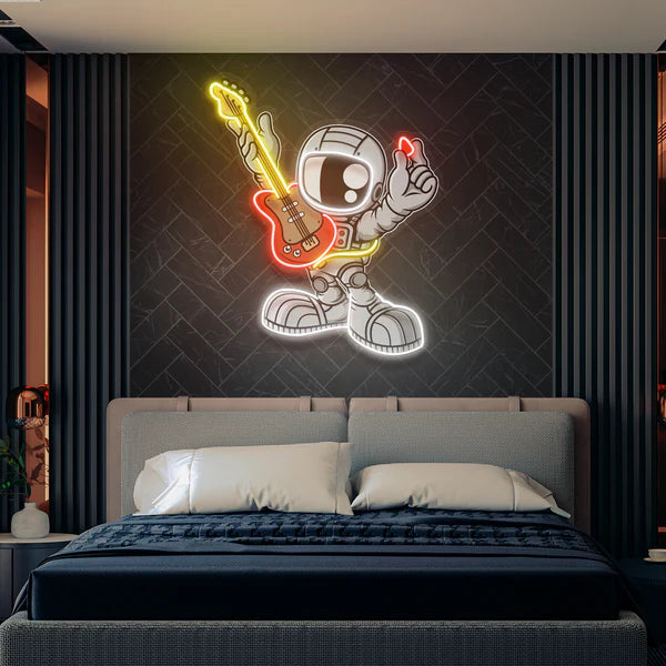 Astronaut Playing Guitar Artwork Led Neon Sign Light