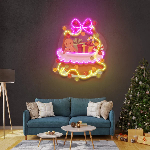 Christmas Gift Basket Led Neon Sign Light