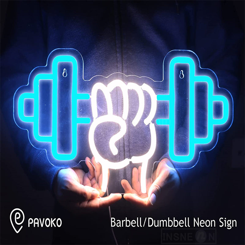 Dumbbel Gym Neon Light