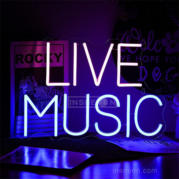 Live Music neon letter lights text