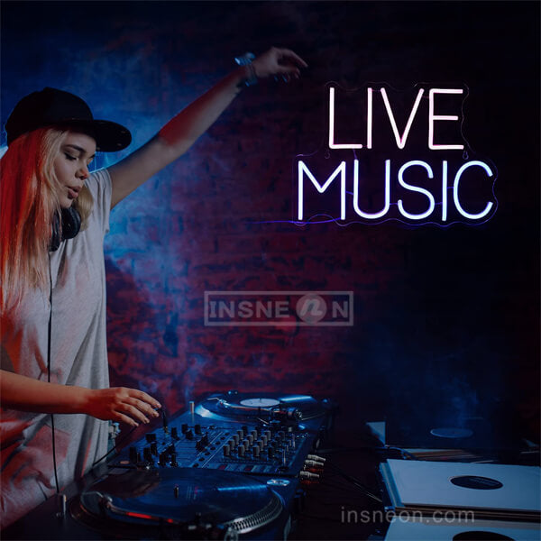 Live Music neon letter lights text