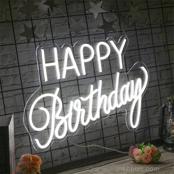 Large Happy Birthday Neon Sign