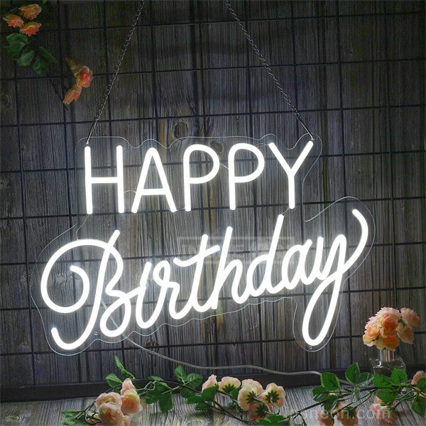 Large Happy Birthday Neon Sign