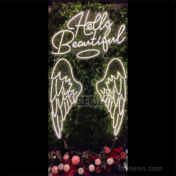 Hello Beatiful Wings Neon Sign