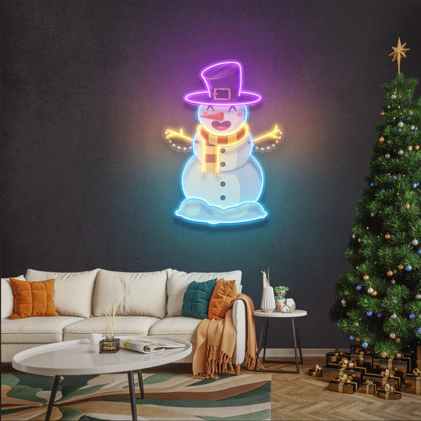 Hugging snowman Art Work Led Neon Sign Light