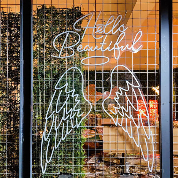 Hello Beatiful Wings Neon Sign