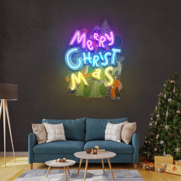 Wavy Merry Christmas Art Work Led Neon Sign Light