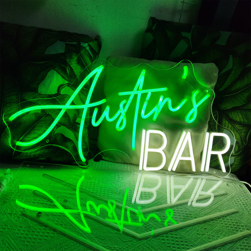 'Austin's BAR' Home Bar Neon Sign