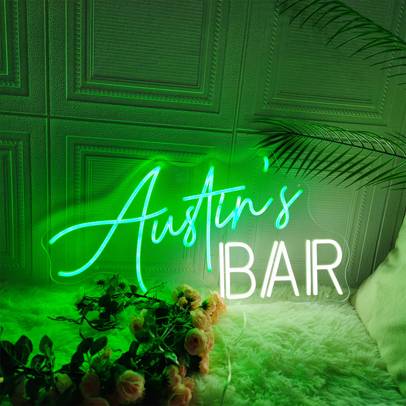 'Austin's BAR' Home Bar Neon Sign