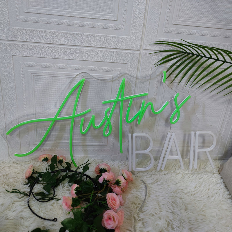 'Austin's BAR' Home Bar Neon Sign