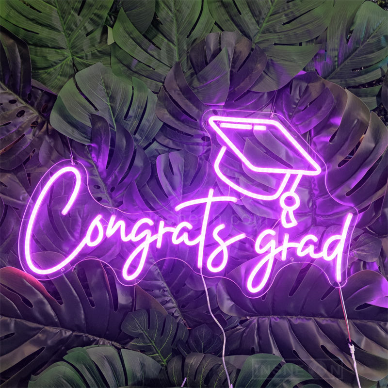 Congrats Grad Full Colors Neon Sign